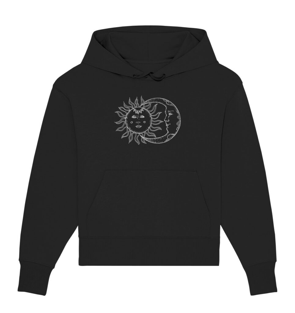 Sun and moon dark Organic Oversize Hoodie Be Globez